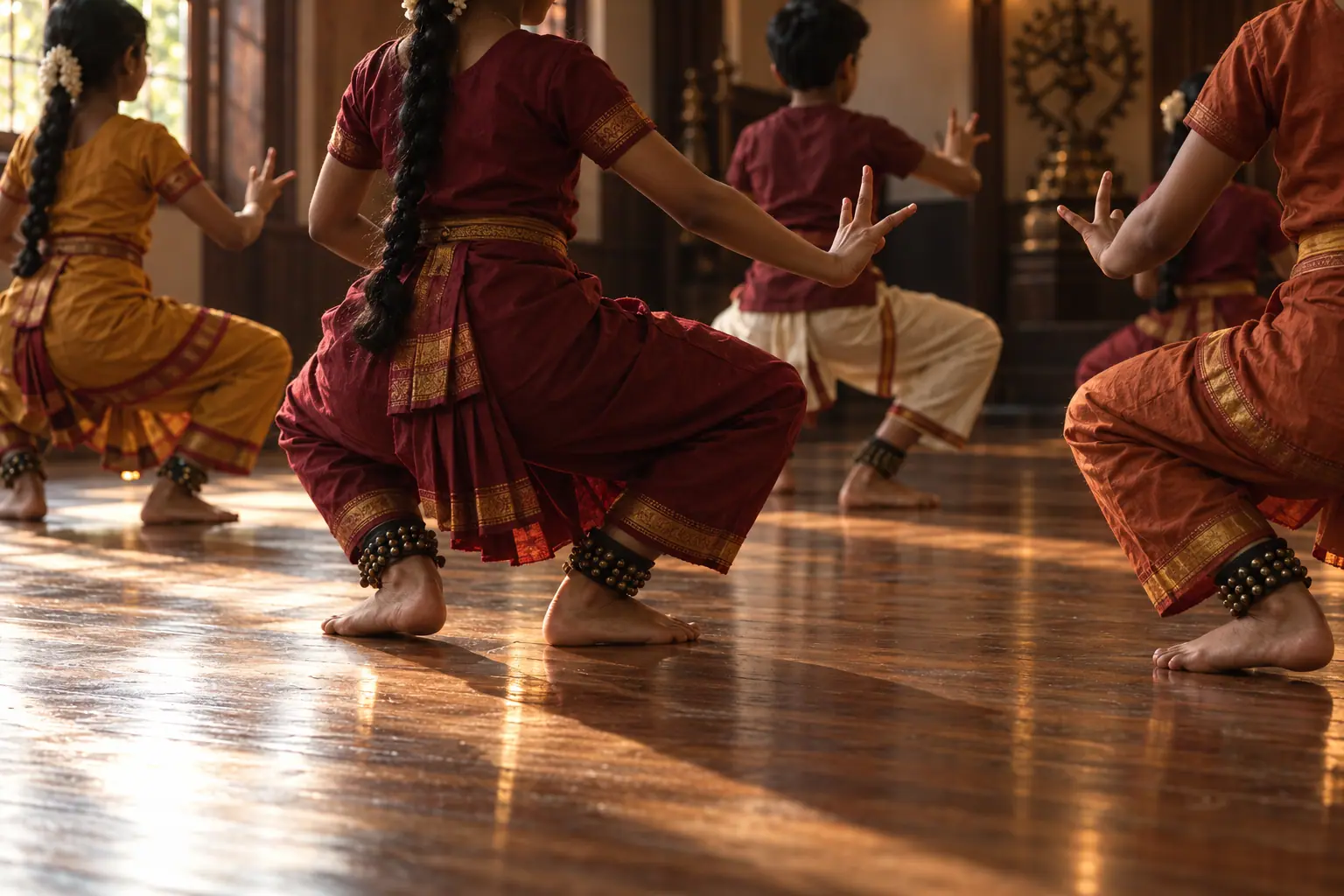 Children practising in araimandi